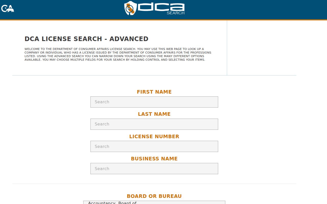 Lompoc people search with California professional license records