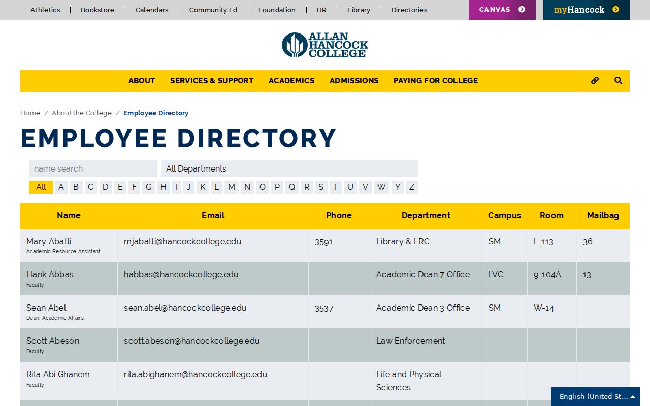 Lompoc people directories in the Allan Hancock College employee search