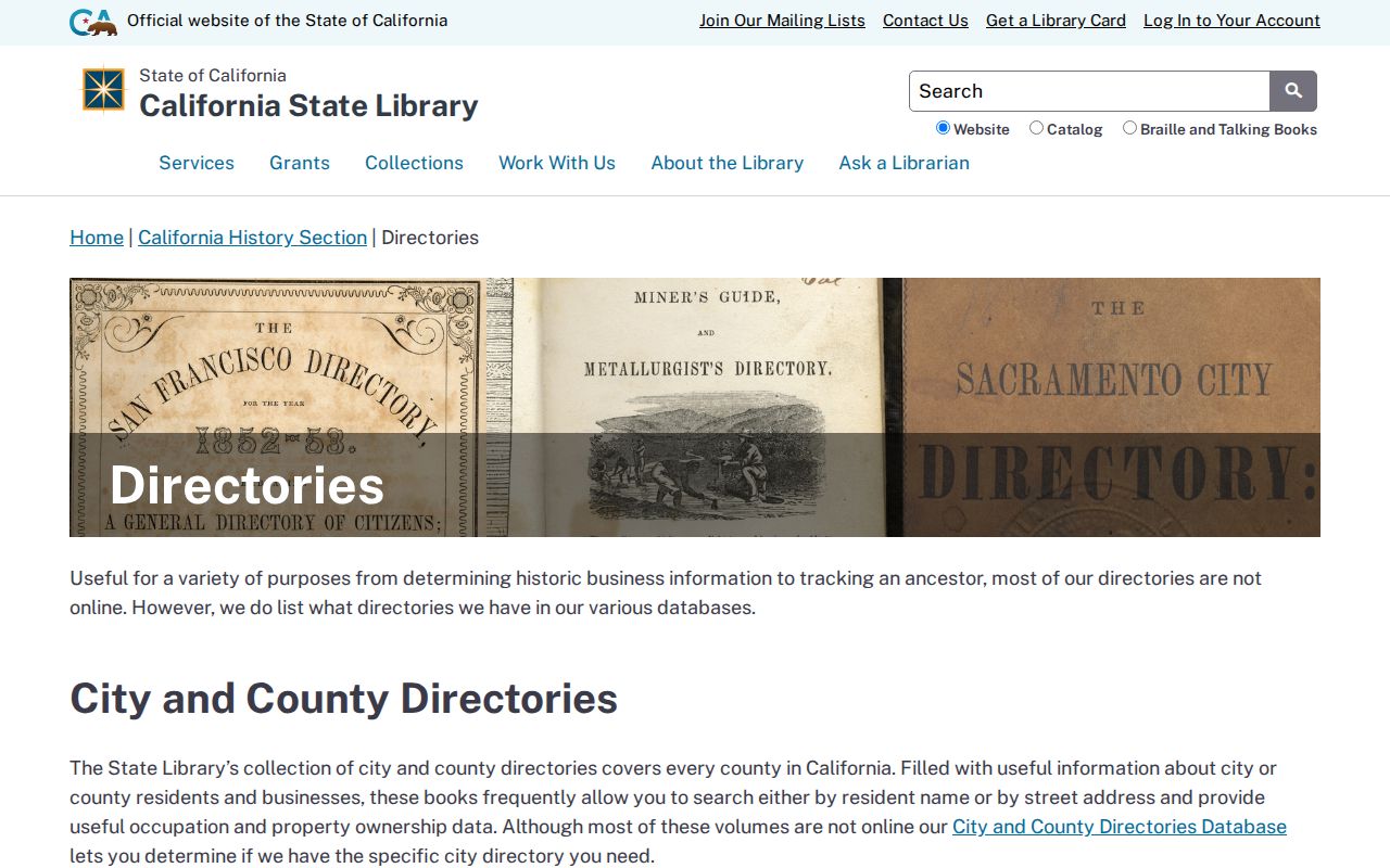 Lompoc people directories in the California State Library historical collection