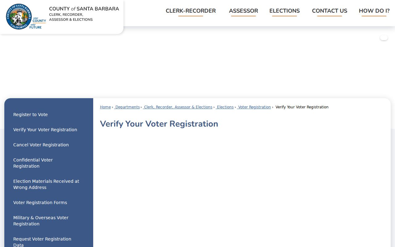 Lompoc voter records verification page for Santa Barbara County